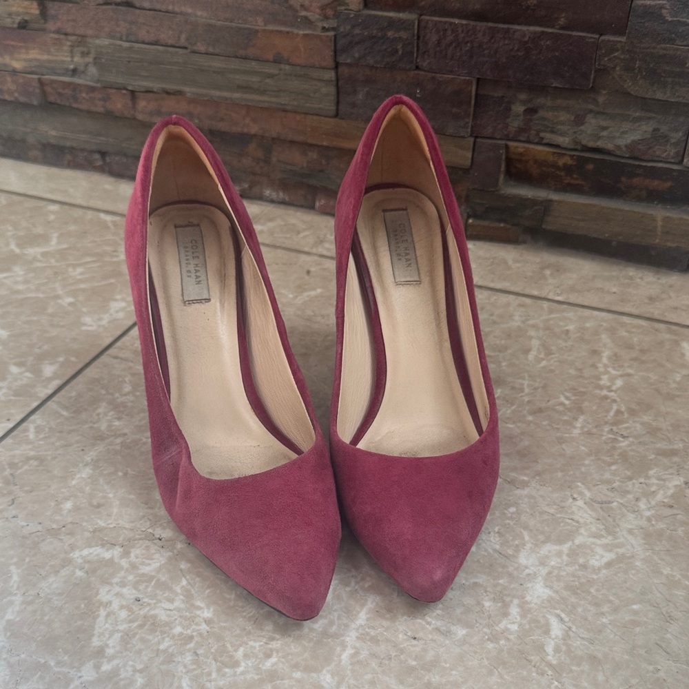 Cole Haan Women's Suede Pointed-Toe Pumps in Burgundy